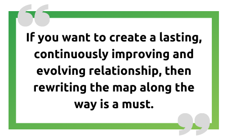 Pull quote: If you want to create a lasting, continuously improving and evolving relationship, then rewriting the map along the way is a must.